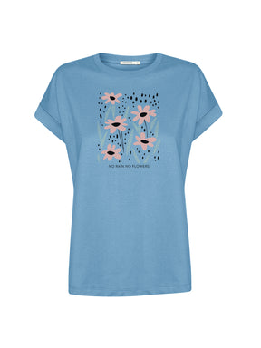 Glacier Blue : Sportliches T-Shirt aus Bio-Baumwolle mit Rollup Sleeve für Damen [21042]