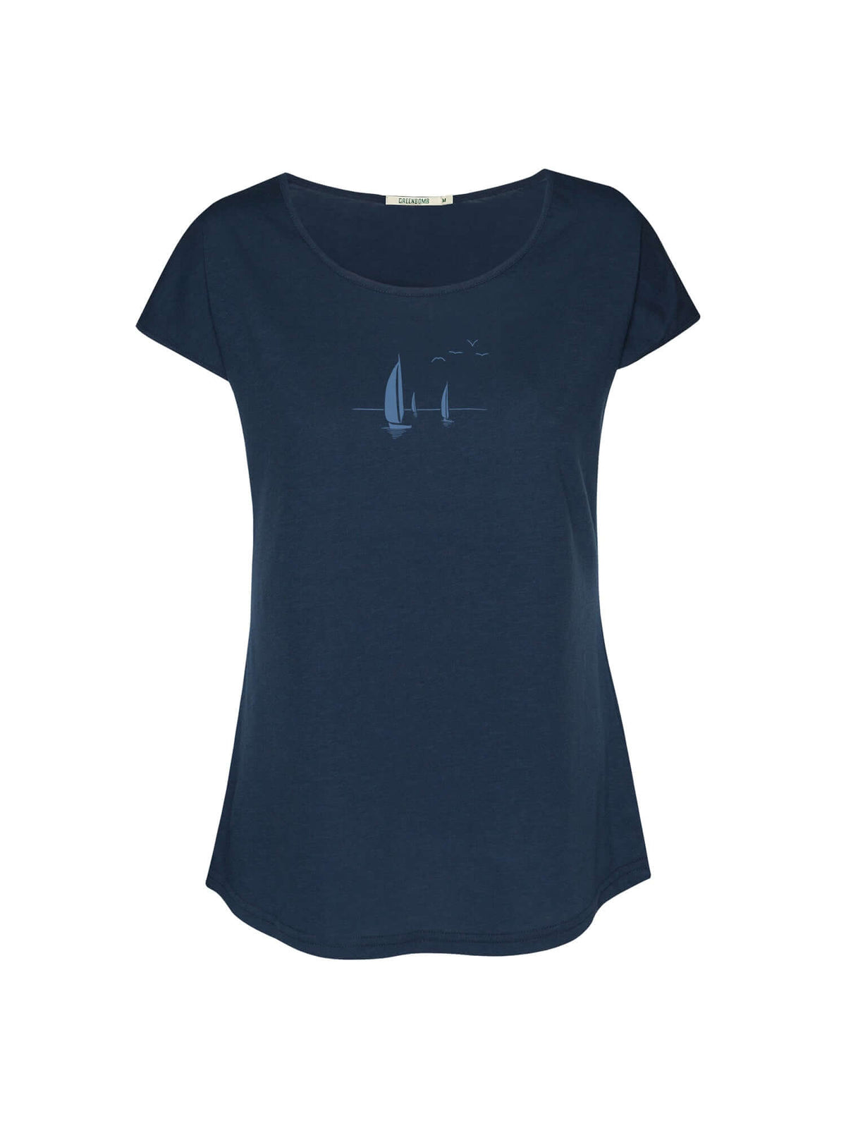 Navy: Lässiges T-Shirt aus Bio-Baumwolle für Damen [21044]