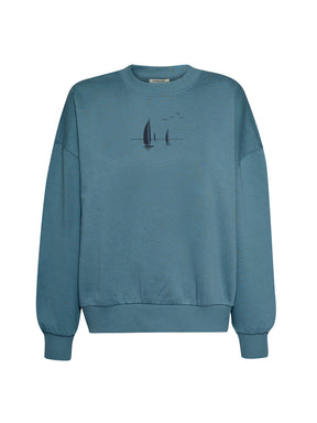 Vintage Blue: Lässiges Sweatshirt aus Bio-Baumwolle für Damen [21045]
