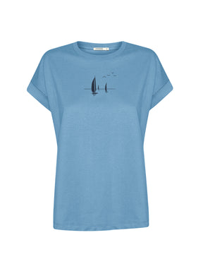 Glacier Blue : Sportliches T-Shirt aus Bio-Baumwolle mit Rollup Sleeve für Damen [21046]