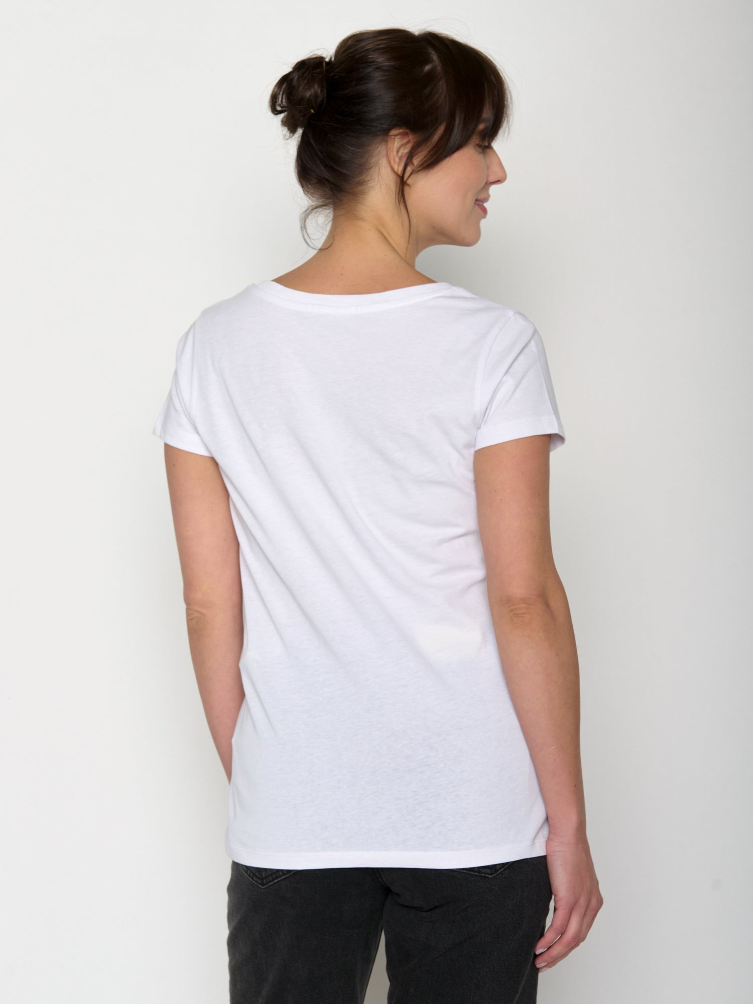 Weiß:  Lässiges T-Shirt aus Bio-Baumwolle für Damen [21446]