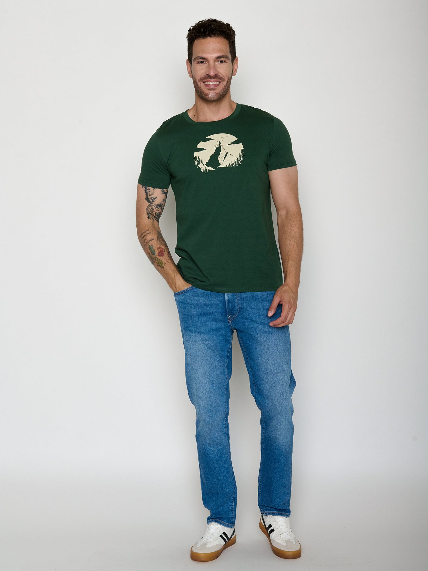 Bottle Green: Sportliches T-Shirt aus Bio-Baumwolle für Herren [21499]