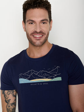 Navy: Sportliches T-Shirt aus Bio-Baumwolle für Herren [21525]