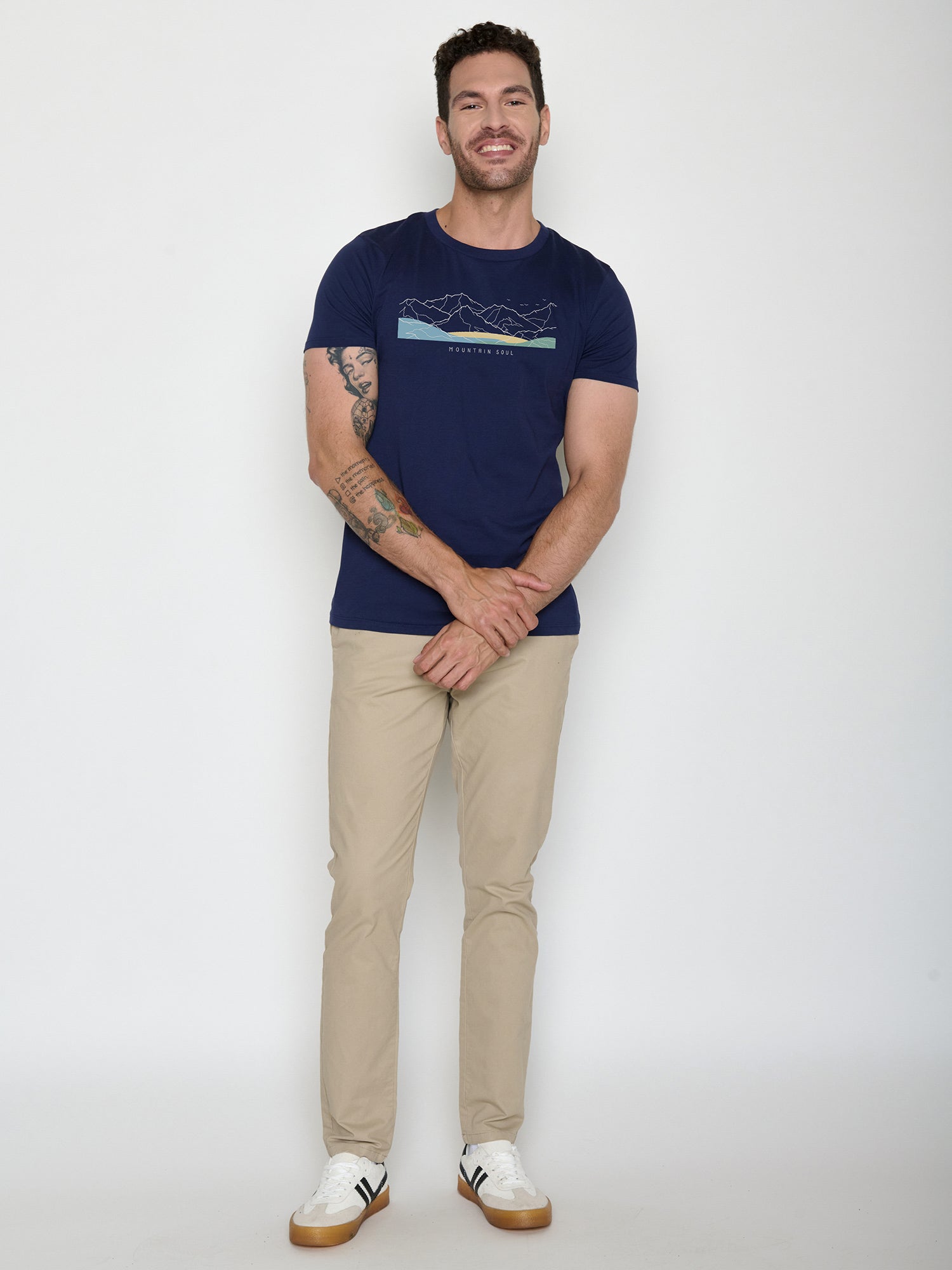 Navy: Sportliches T-Shirt aus Bio-Baumwolle für Herren [21526]