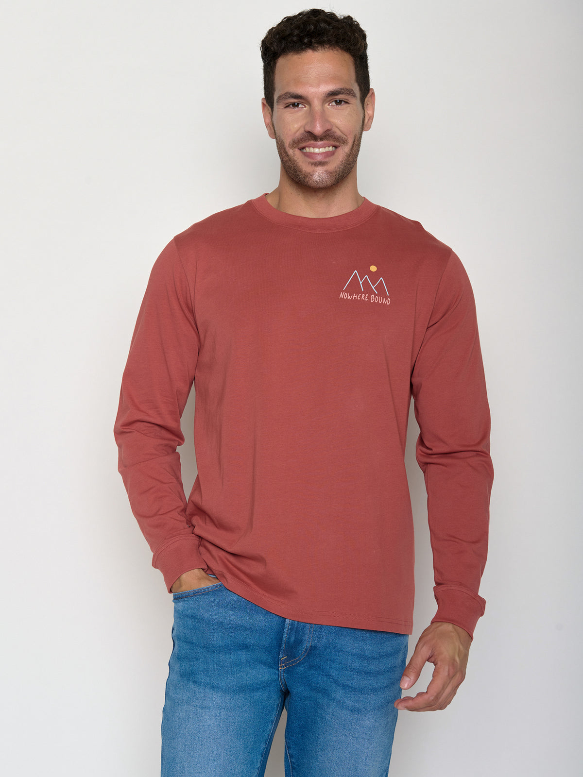 Sunset Red: Sportliches Longsleeve für Herren [21529]