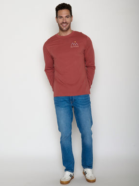 Sunset Red: Sportliches Longsleeve für Herren [21531]