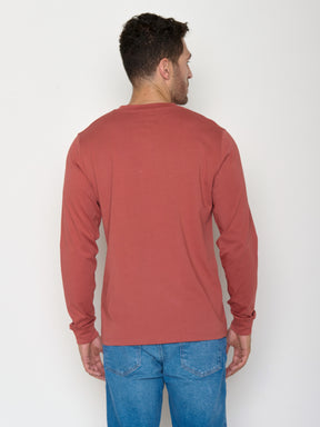 Sunset Red: Sportliches Longsleeve für Herren [21532]