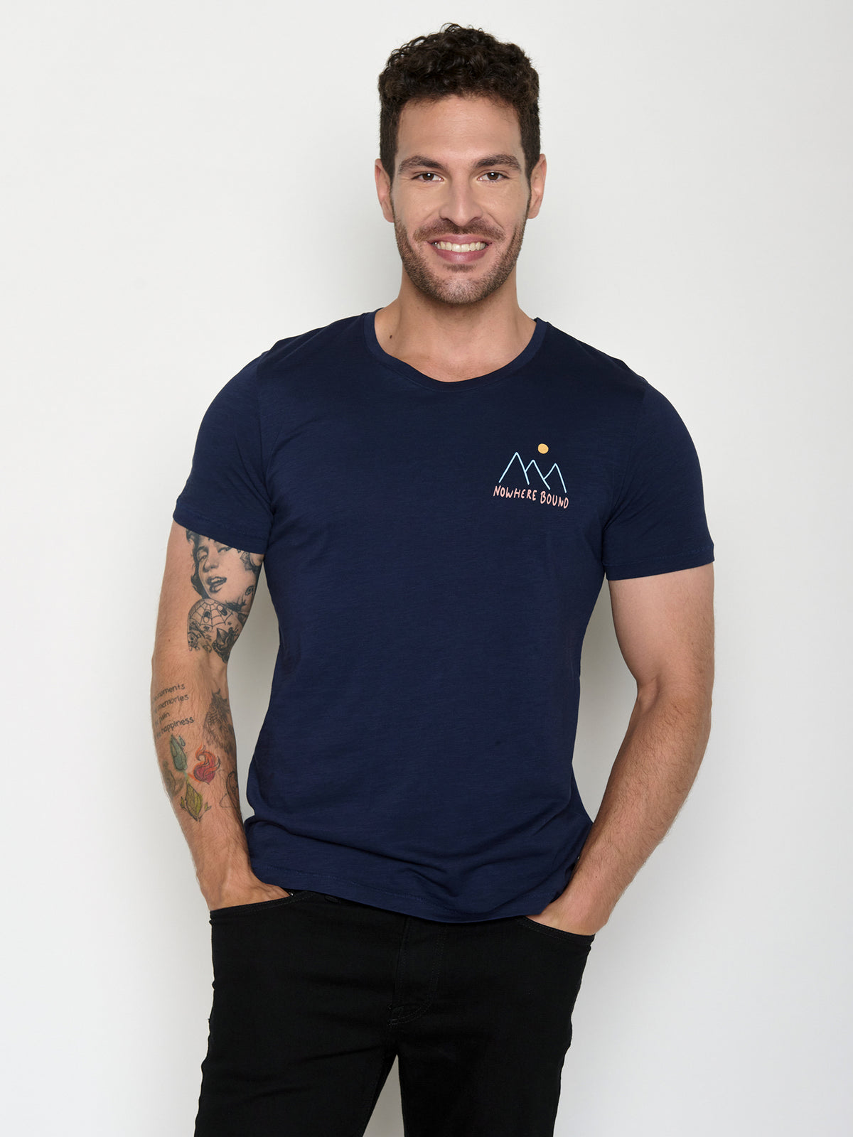 Navy: Sportliches T-Shirt aus Bio-Baumwolle für Herren [21544]