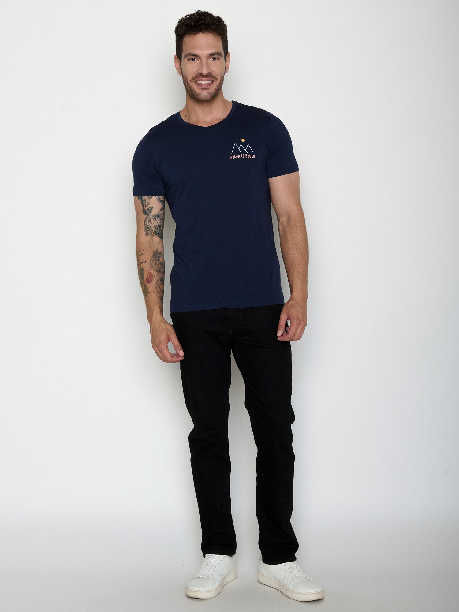 Navy: Sportliches T-Shirt aus Bio-Baumwolle für Herren [21546]