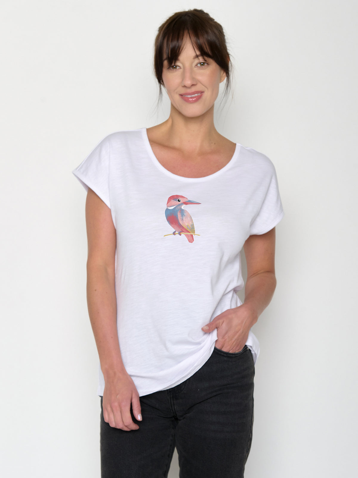 White: Lässiges T-Shirt aus Bio-Baumwolle für Damen [21556]