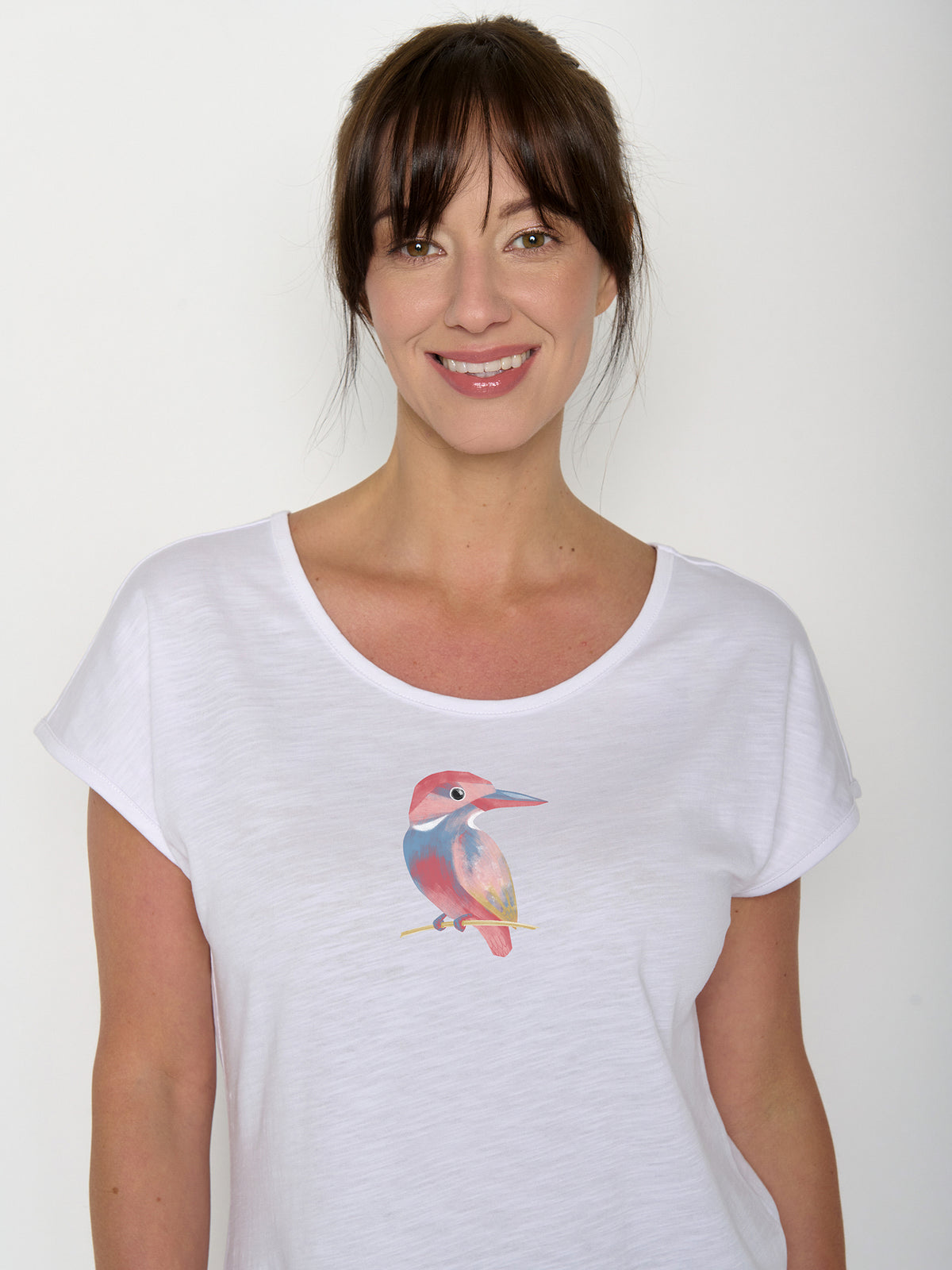 White: Lässiges T-Shirt aus Bio-Baumwolle für Damen [21557]