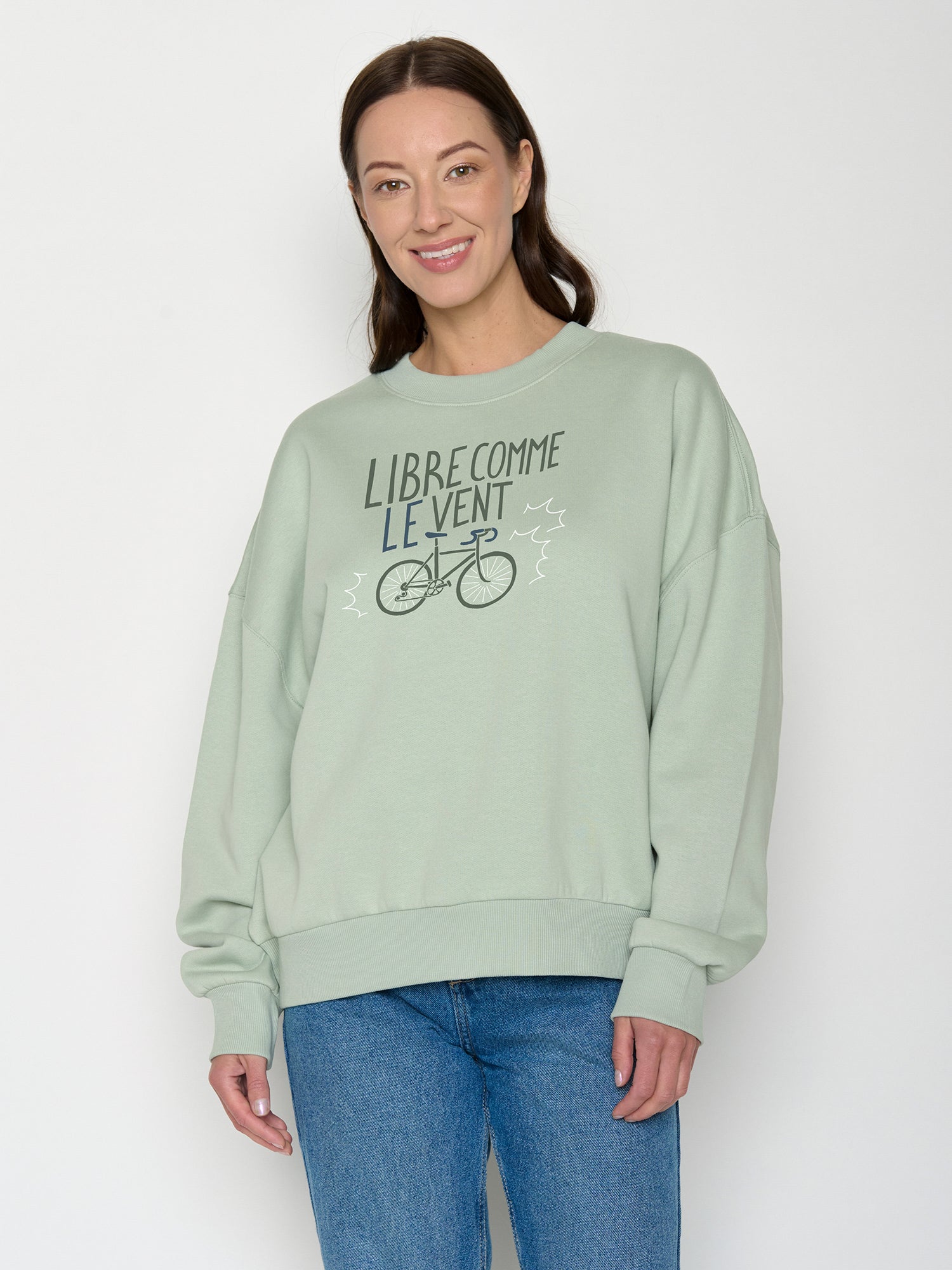 Muted Mint: Lässiges Sweatshirt aus Bio-Baumwolle für Damen [21577]