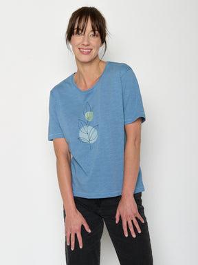 Glacier Blue : Kastiges T-Shirt aus Bio-Baumwolle für Damen [21582]