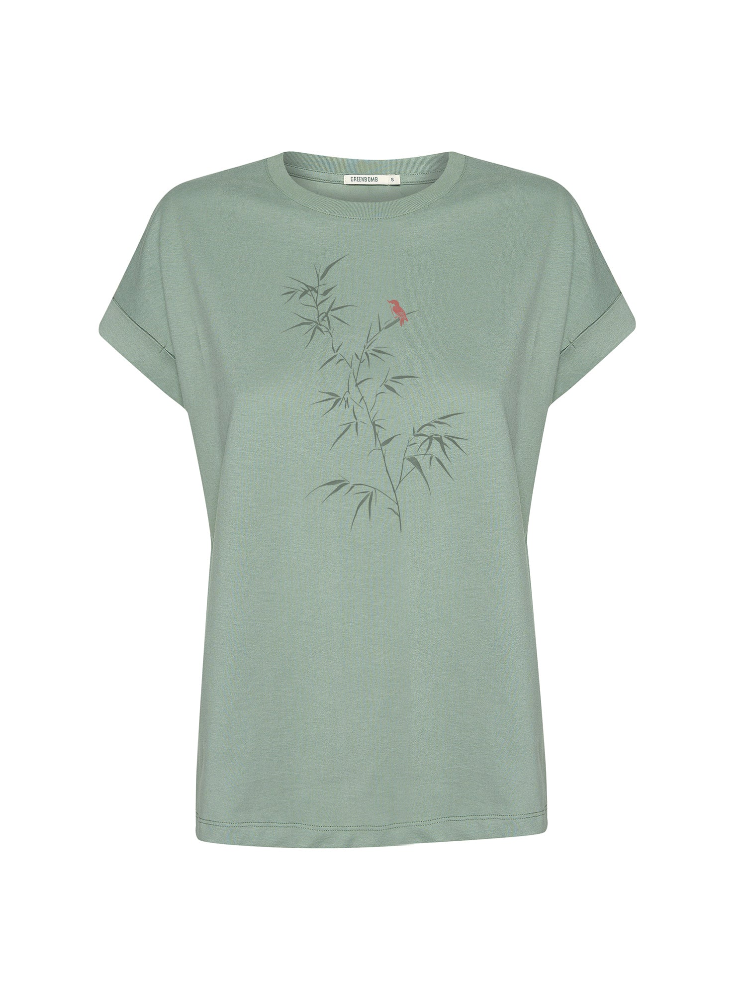 Pale Green: Sportliches T-Shirt aus Bio-Baumwolle mit Rollup Sleeve für Damen [21586]