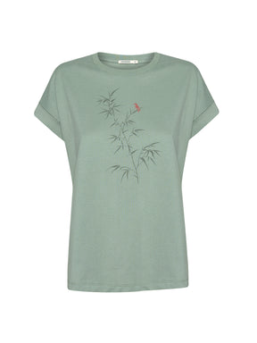 Pale Green: Sportliches T-Shirt aus Bio-Baumwolle mit Rollup Sleeve für Damen [21586]