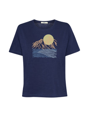 Navy: Kastiges T-Shirt aus Bio-Baumwolle für Damen [21591]