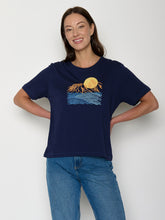 Navy: Kastiges T-Shirt aus Bio-Baumwolle für Damen [21592]