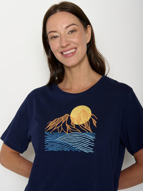 Navy: Kastiges T-Shirt aus Bio-Baumwolle für Damen [21593]