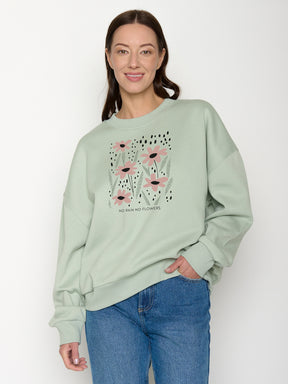 Muted Mint: Lässiges Sweatshirt aus Bio-Baumwolle für Damen [21597]