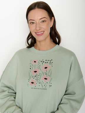 Muted Mint: Lässiges Sweatshirt aus Bio-Baumwolle für Damen [21598]