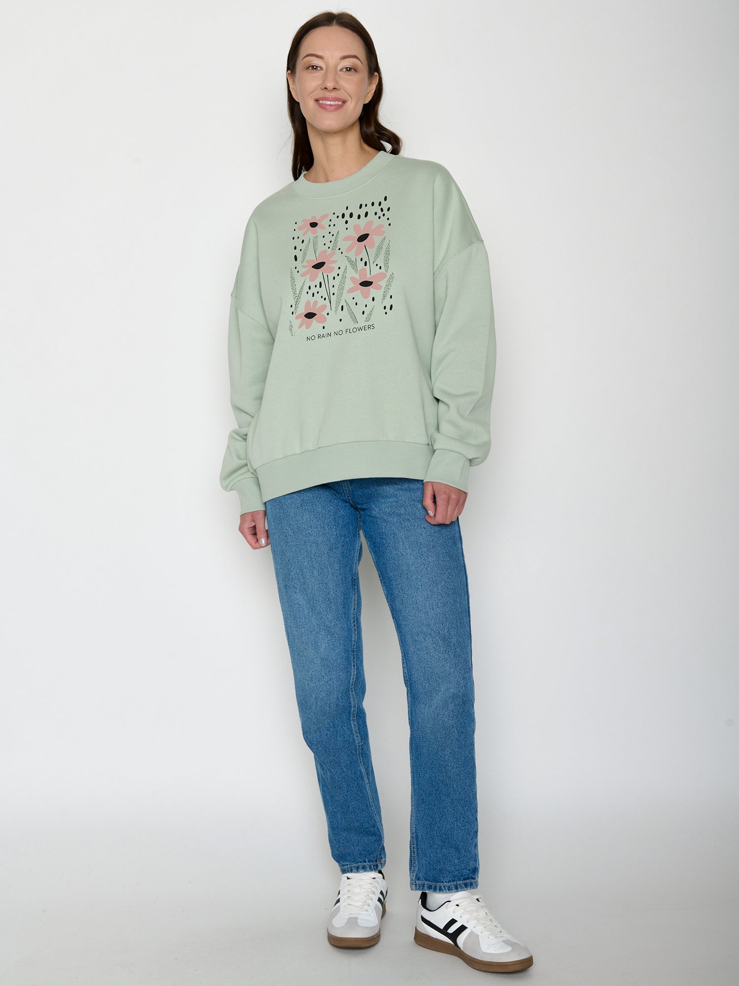 Muted Mint: Lässiges Sweatshirt aus Bio-Baumwolle für Damen [21599]