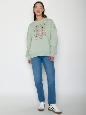 Muted Mint: Lässiges Sweatshirt aus Bio-Baumwolle für Damen [21599]