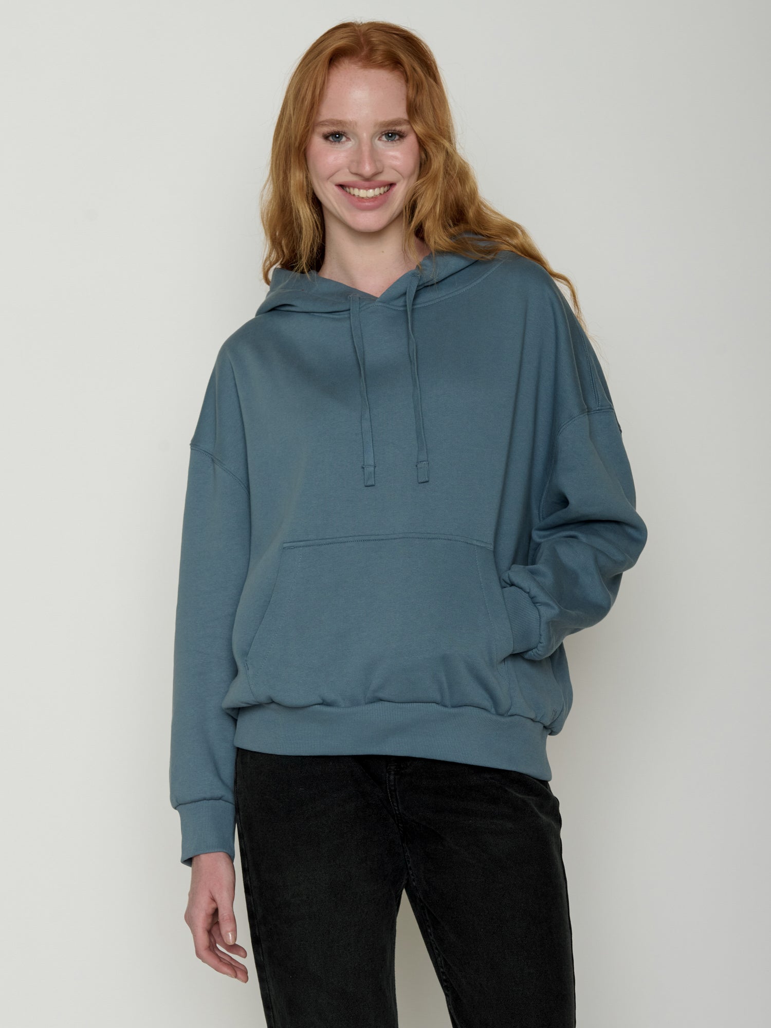 Vintage Blue: Lässiger Hoodie aus Bio-Baumwolle für Damen [21741]