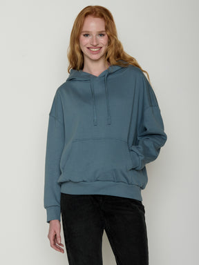Vintage Blue: Lässiger Hoodie aus Bio-Baumwolle für Damen [21741]