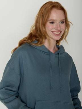 Vintage Blue: Lässiger Hoodie aus Bio-Baumwolle für Damen [21742]