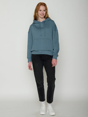 Vintage Blue: Lässiger Hoodie aus Bio-Baumwolle für Damen [21743]