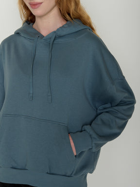 Vintage Blue: Lässiger Hoodie aus Bio-Baumwolle für Damen [21744]