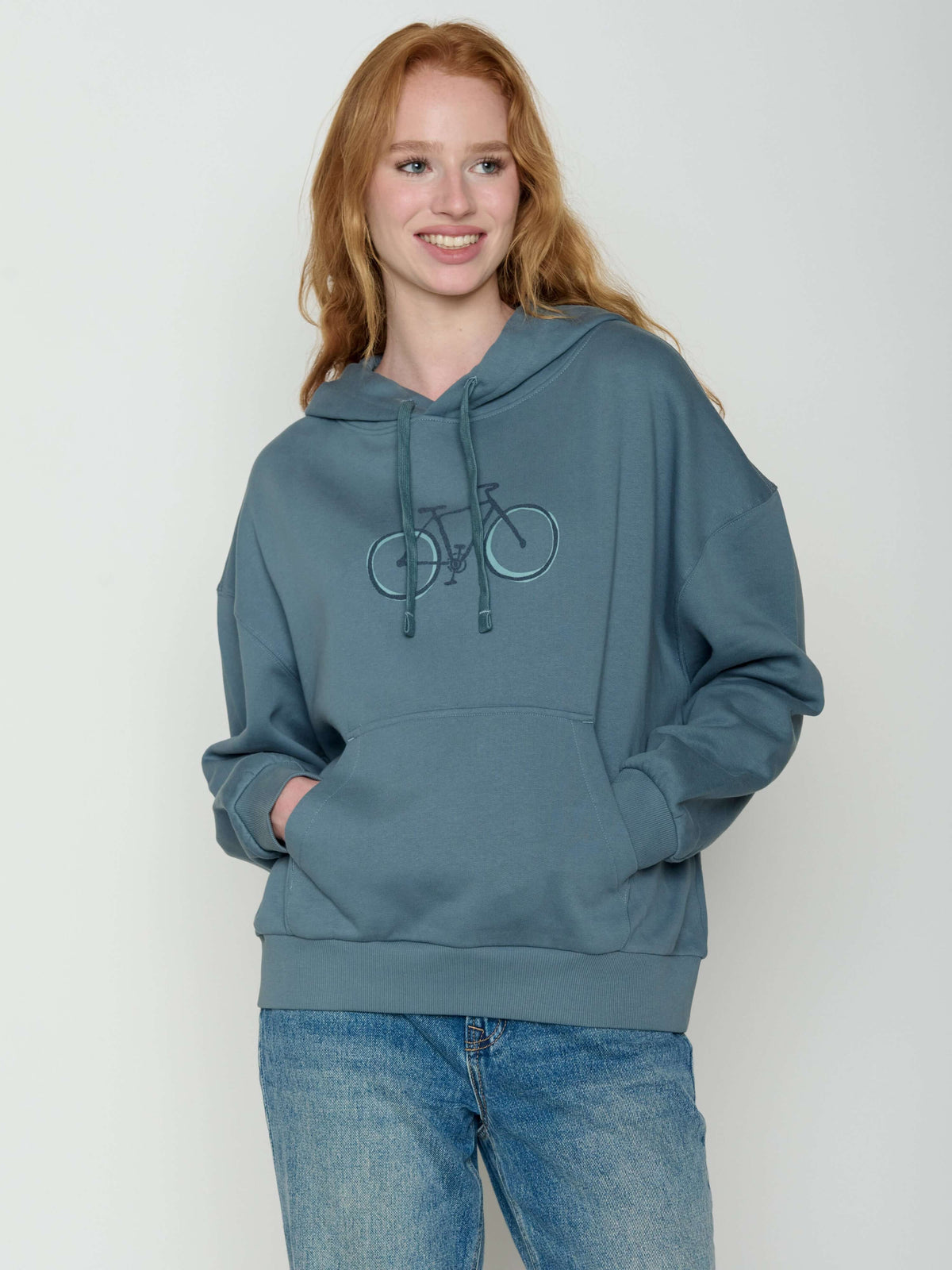 Vintage Blue: Lässiger Hoodie aus Bio-Baumwolle für Damen [21747]