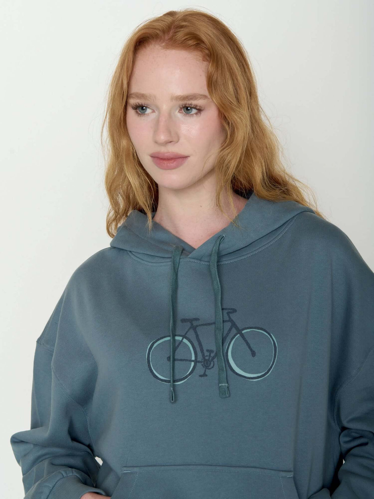 Vintage Blue: Lässiger Hoodie aus Bio-Baumwolle für Damen [21748]
