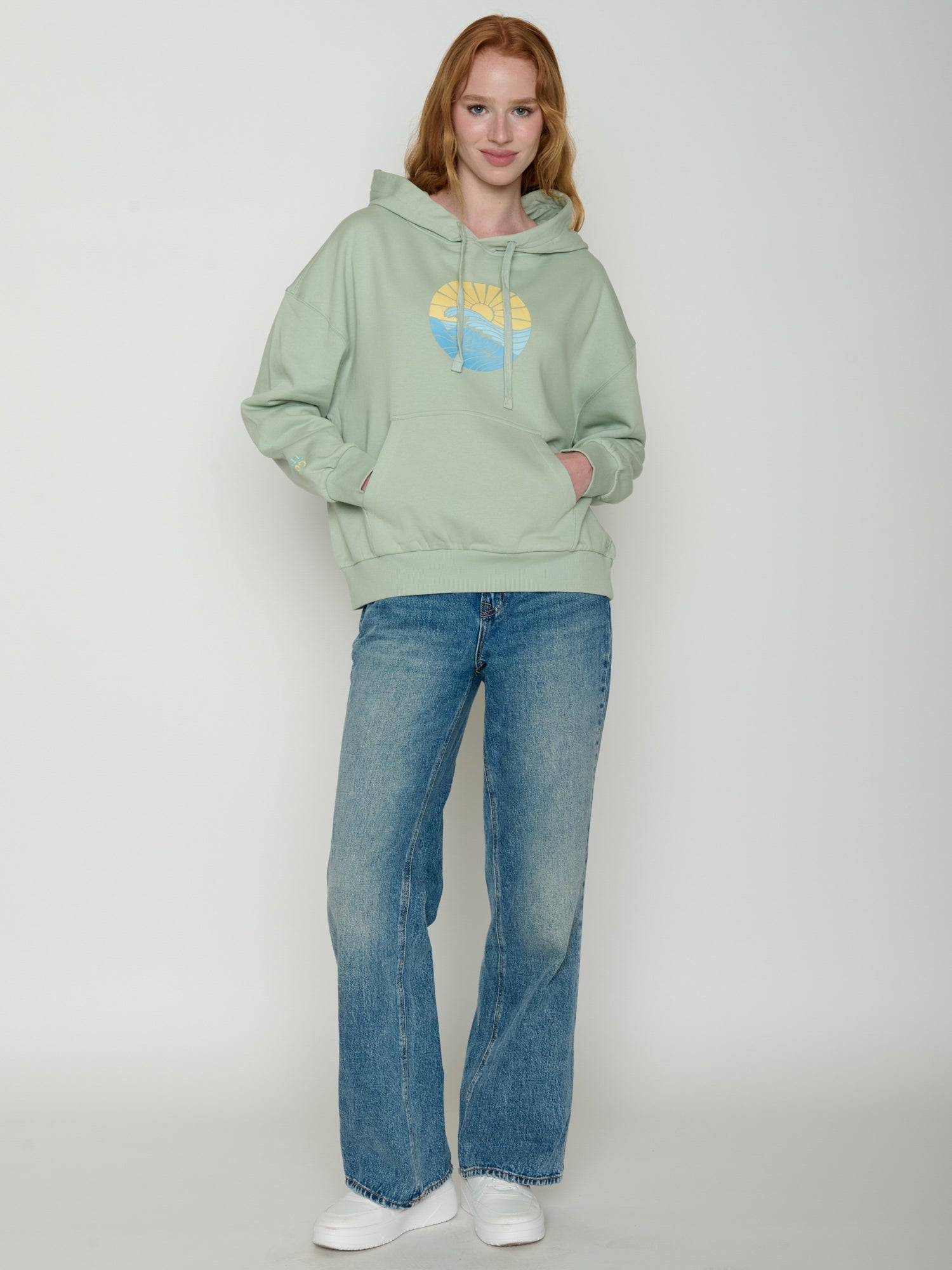 Muted Mint: Lässiger Hoodie aus Bio-Baumwolle für Damen [21755]