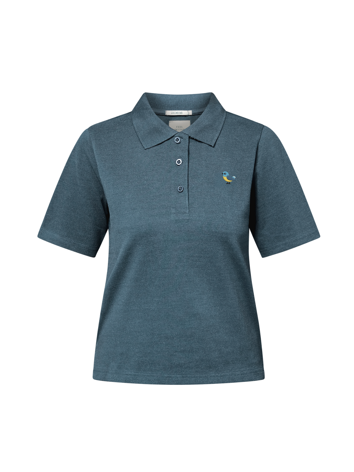 Vintage Blue: Sportliches Polo aus Baumwoll-Mix für Damen [21758]