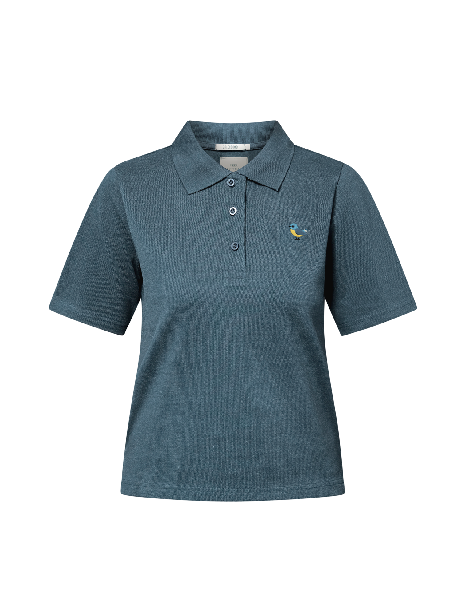 Vintage Blue: Sportliches Polo aus Baumwoll-Mix für Damen [21758]