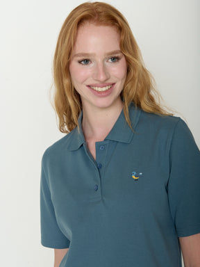 Vintage Blue: Sportliches Polo aus Baumwoll-Mix für Damen [21760]