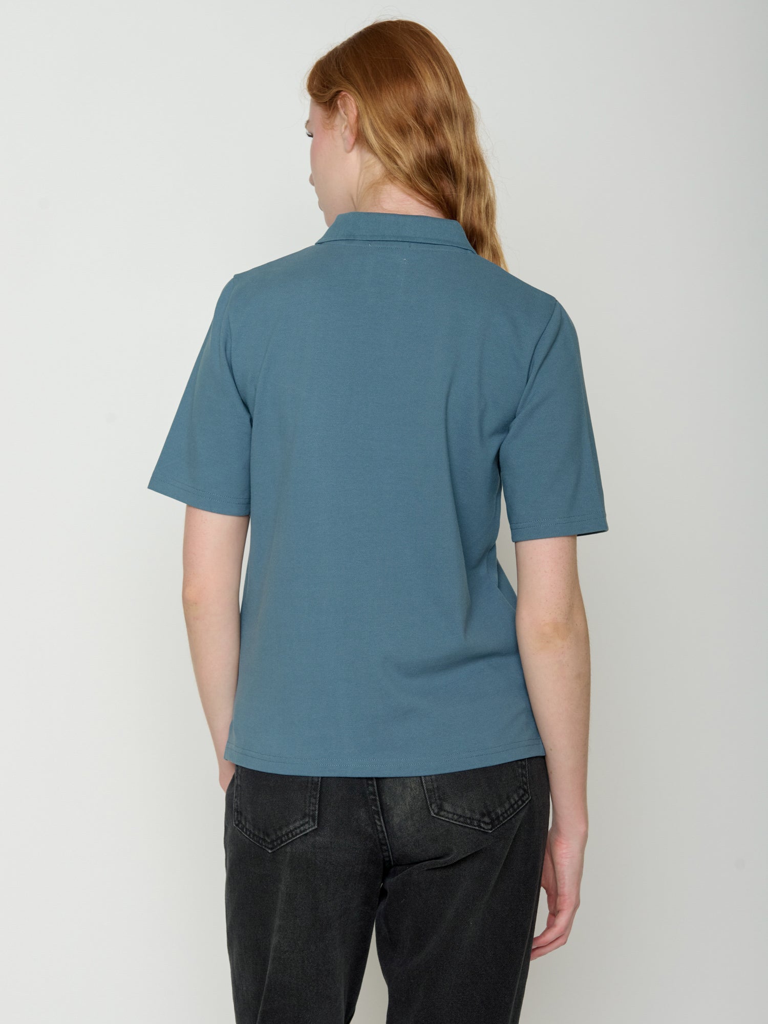 Vintage Blue: Sportliches Polo aus Baumwoll-Mix für Damen [21762]