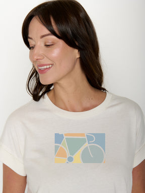 Moonstone: Sportliches T-Shirt aus Bio-Baumwolle mit Rollup Sleeve für Damen [21954]