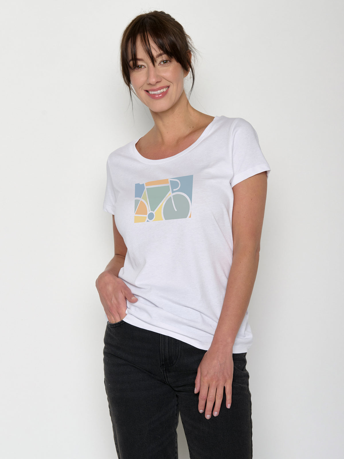 White: Sportliches T-Shirt aus Bio-Baumwolle für Damen [21957]