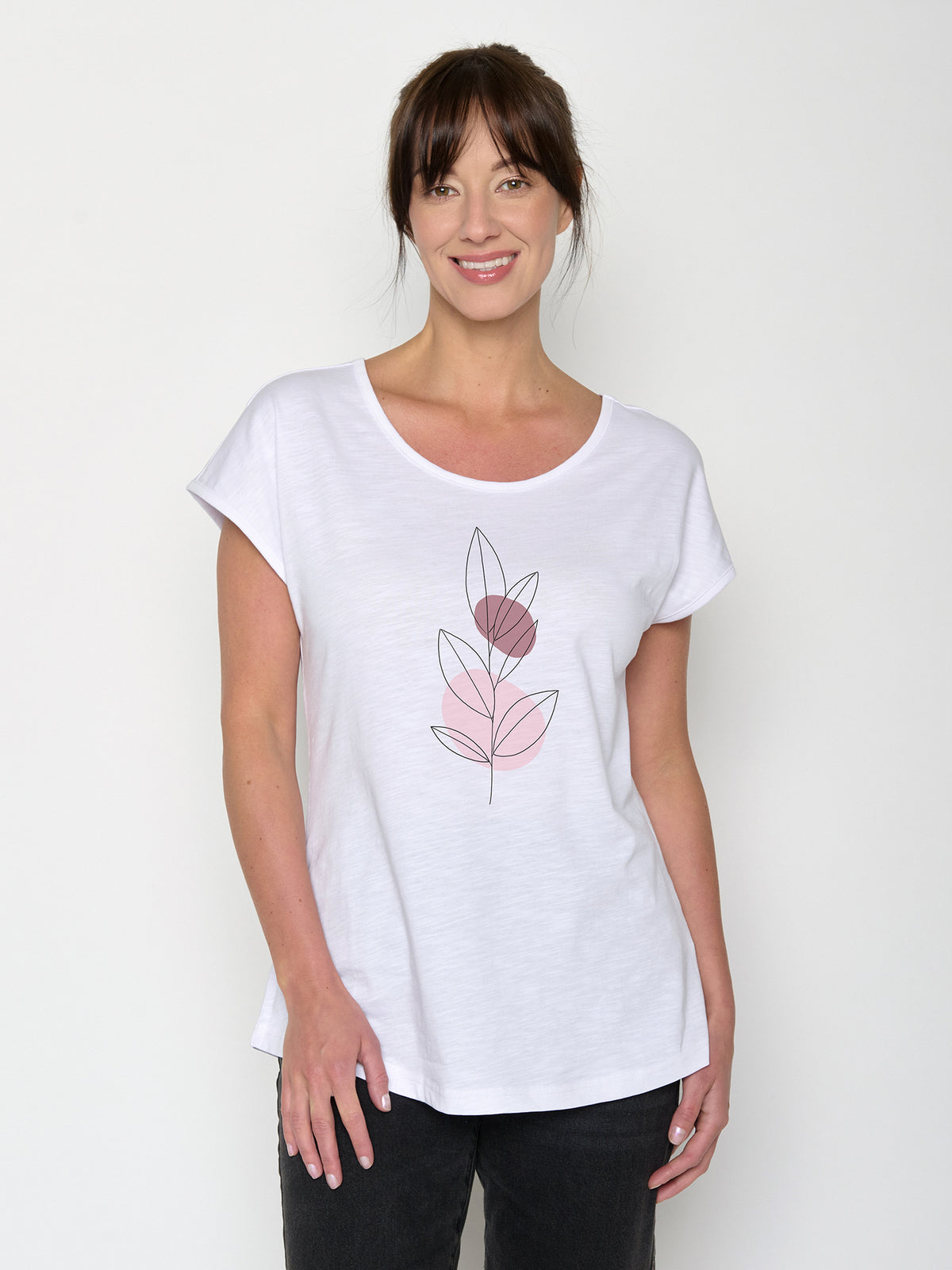 Glacier Blue : Sportliches T-Shirt aus Bio-Baumwolle mit Rollup Sleeve für Damen [21961]