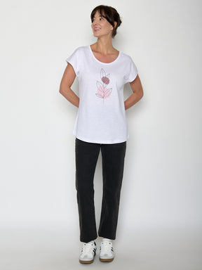 White: Lässiges T-Shirt aus Bio-Baumwolle für Damen [21967]