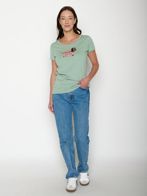Pale Green: Sportliches T-Shirt aus Bio-Baumwolle für Damen [21980]