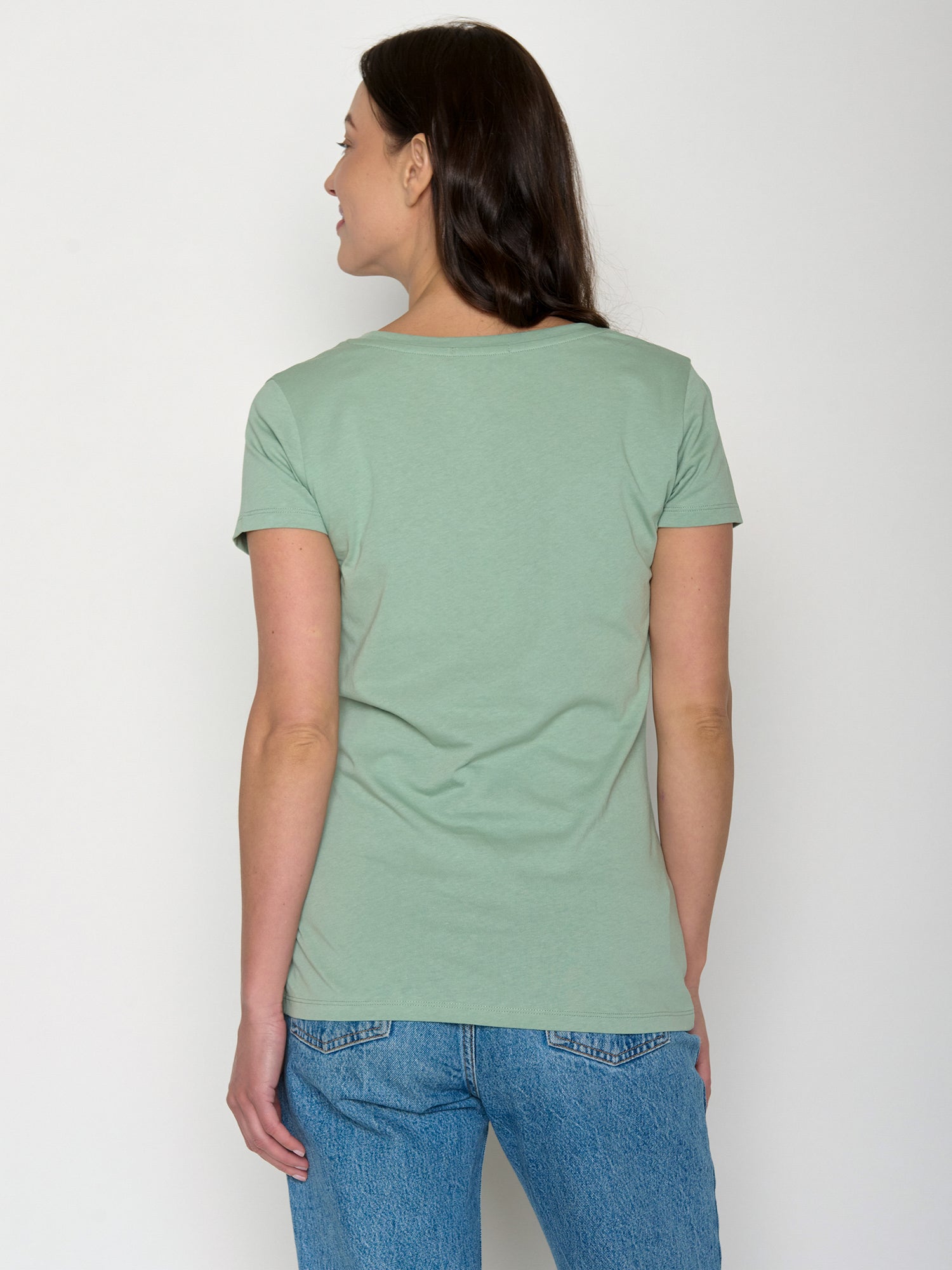 Pale Green: Sportliches T-Shirt aus Bio-Baumwolle für Damen [21981]