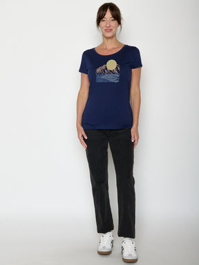 Navy: Sportliches T-Shirt aus Bio-Baumwolle für Damen [21988]