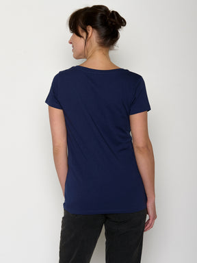 Navy: Sportliches T-Shirt aus Bio-Baumwolle für Damen [21989]