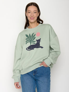 Muted Mint: Lässiges Sweatshirt aus Bio-Baumwolle für Damen [21998]