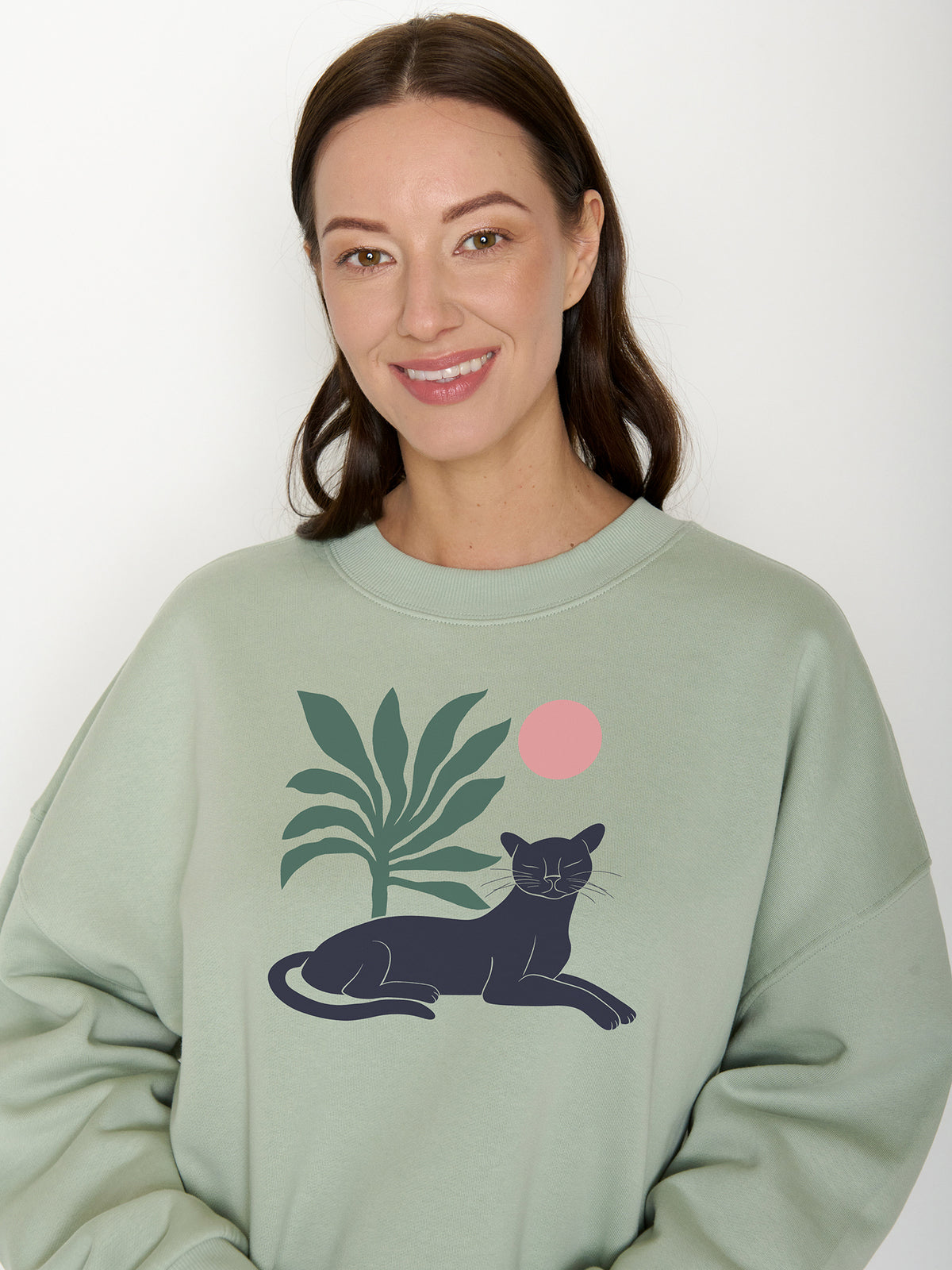 Muted Mint: Lässiges Sweatshirt aus Bio-Baumwolle für Damen [21999]