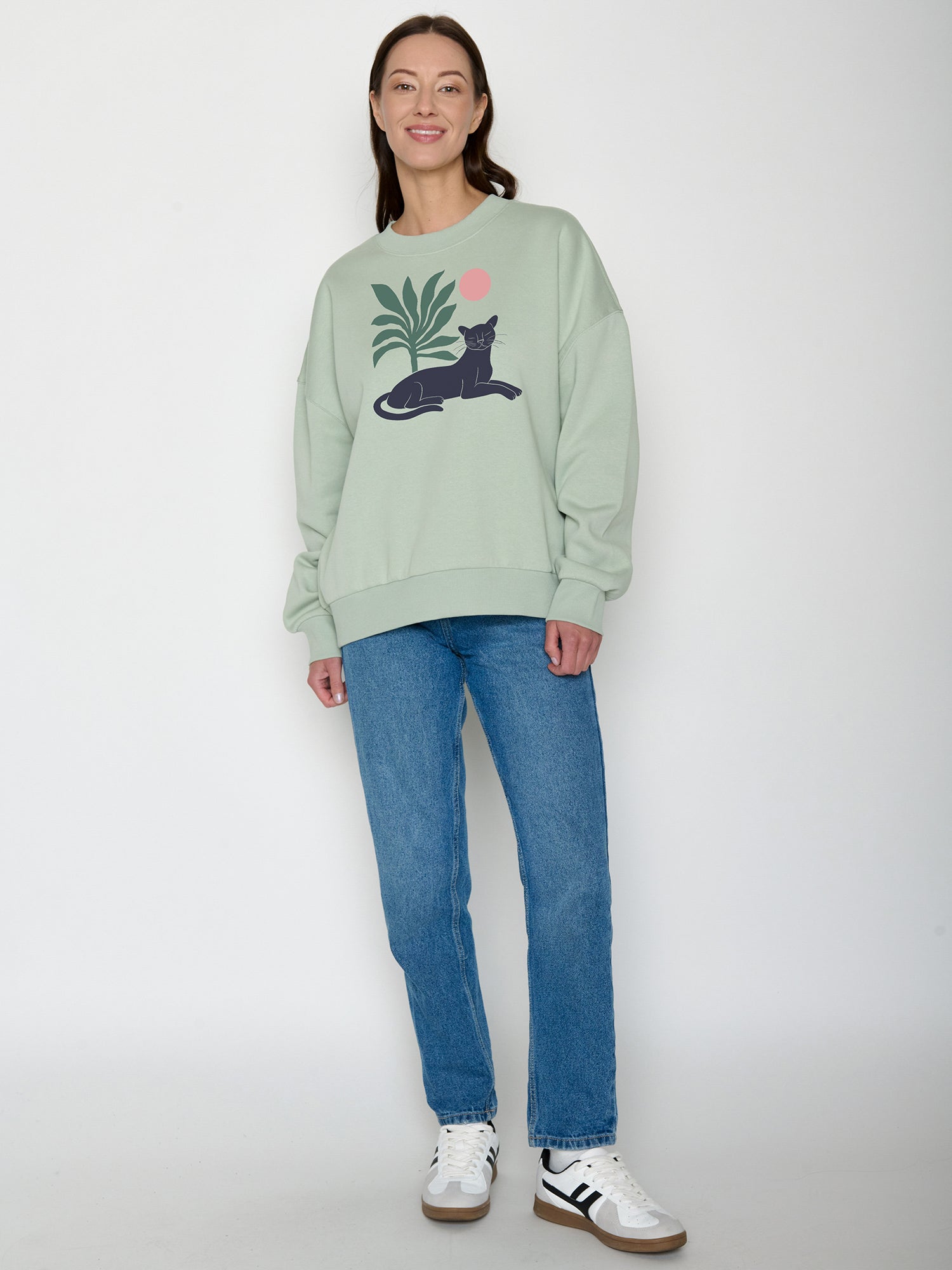 Muted Mint: Lässiges Sweatshirt aus Bio-Baumwolle für Damen [22000]
