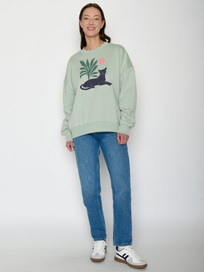 Muted Mint: Lässiges Sweatshirt aus Bio-Baumwolle für Damen [22000]
